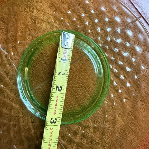 Set of 5 Imperial Diamond Quilted Green Uranium Glass 6” Plates Depression Glass - Picture 5 of 8